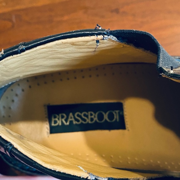 🌟HP🌟Brass Boot Black Leather Square Toe Dress Ankle Boots 10 - Picture 8 of 11